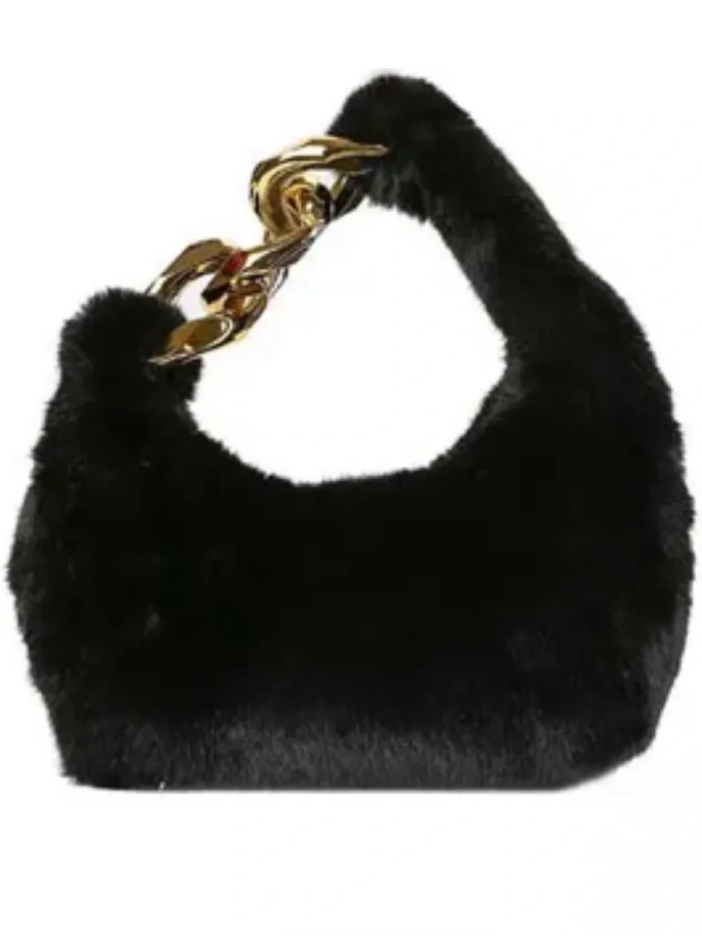 HP! Faux fur bag with chunky gold chain in black. Brand new!